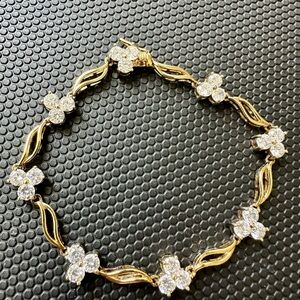 14k gold over 925 sterling silver genuine Cubic Zirconia bracelet